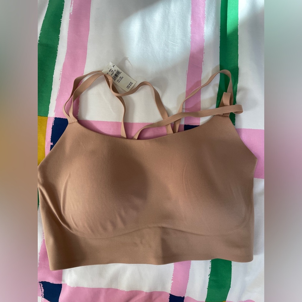 BNWT OFFLINE By Aerie Real Me Hold Up! Strappy Sports Bra in Beach Dune Color - Picture 12 of 16